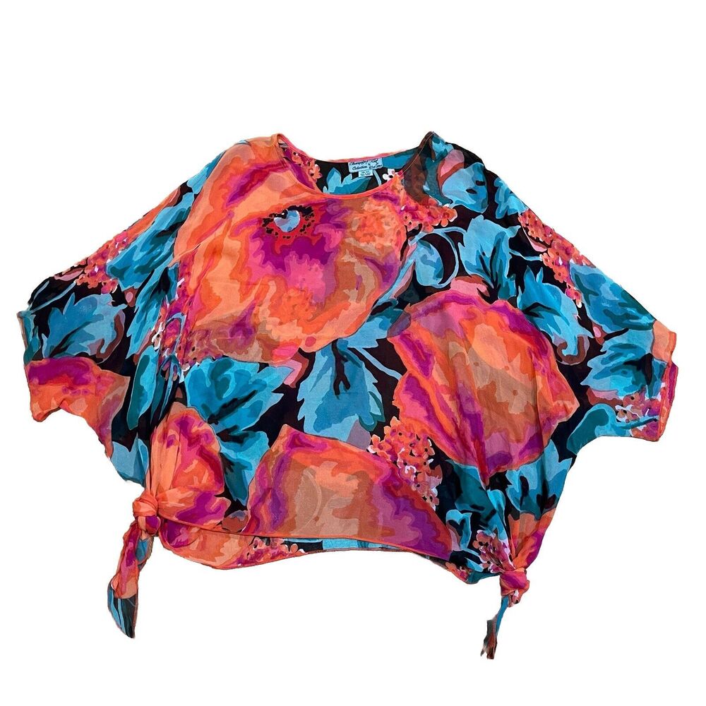 Vintage Floral Tunic Kimono Top ONE SIZE Champagne Collection All That Glitters
